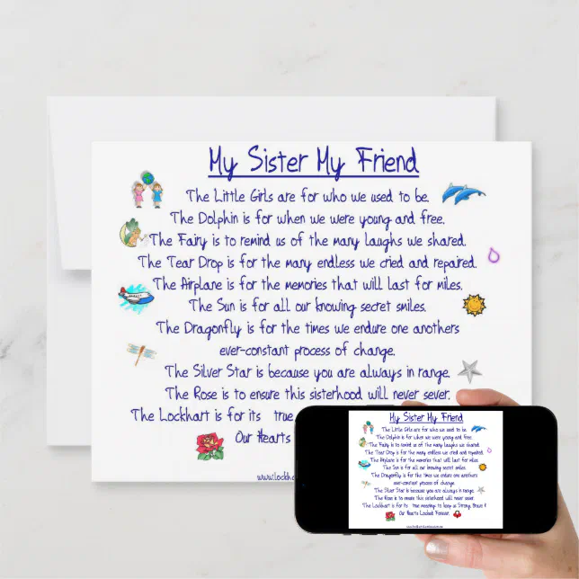 My Sister My Friend Poem With Graphics Invitation Zazzle