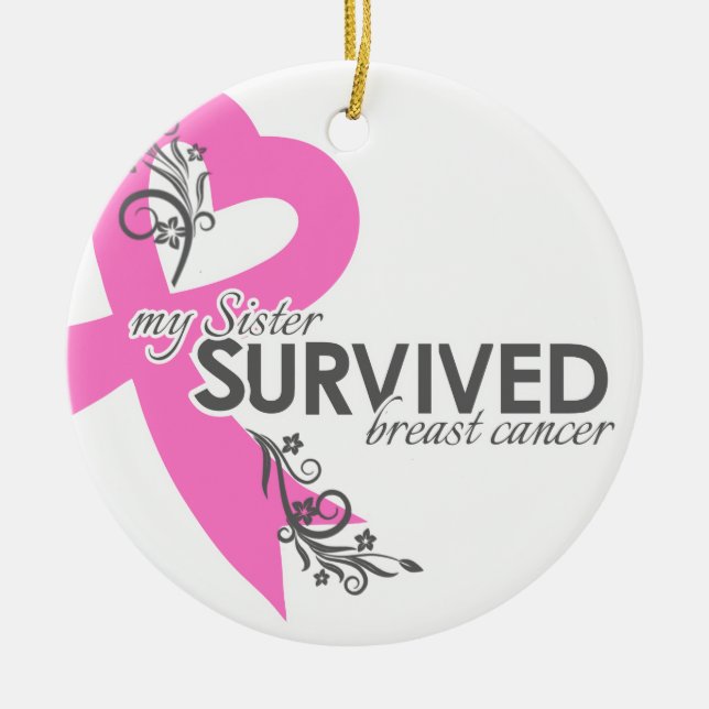My Sister Survived Breast Cancer Ceramic Ornament (Front)
