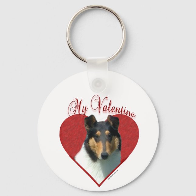 My Smooth Collie Valentine; Tricolor Collie Keychain (Front)