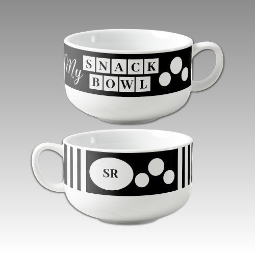 My snack bowl add initials black and white