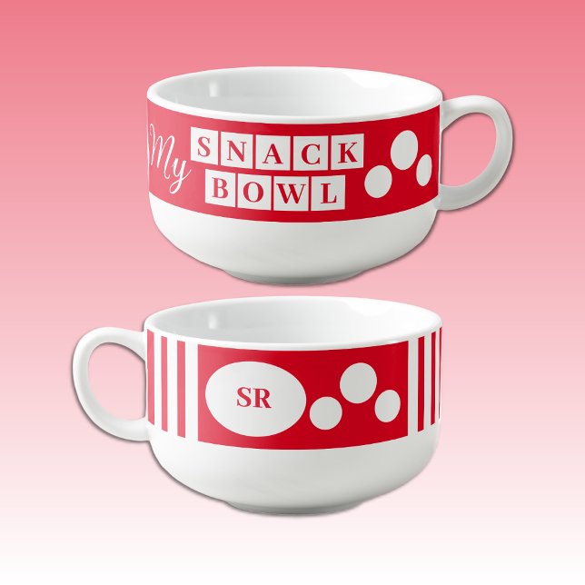 My snack bowl add initials red and white (Creator Uploaded)