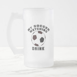 MY SOCCER WATCHING FROSTED GLASS BEER MUG