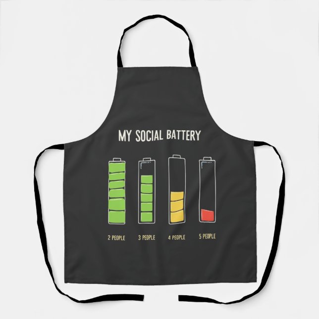 My Social Battery introvert Social Humor  Apron (Front)