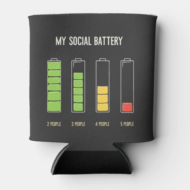 My Social Battery introvert Social Humor  Can Cooler (Front)