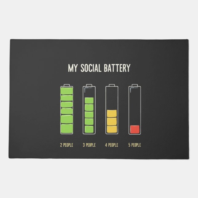 My Social Battery introvert Social Humor  Doormat (Front)