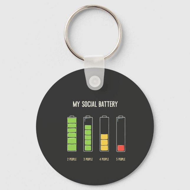 My Social Battery introvert Social Humor  Keychain (Front)