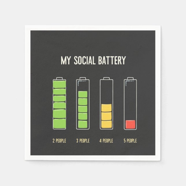 My Social Battery introvert Social Humor  Napkins (Front)