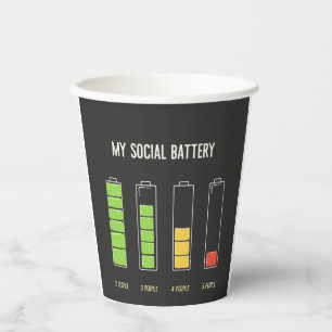 My Social Battery introvert Social Humor Paper Cups