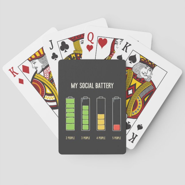 My Social Battery introvert Social Humor  Poker Cards (Back)