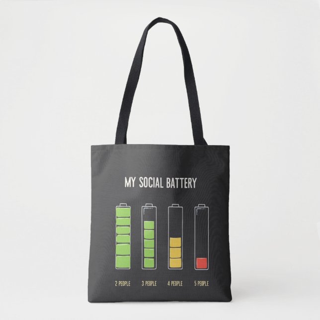 My Social Battery introvert Social Humor  Tote Bag (Front)