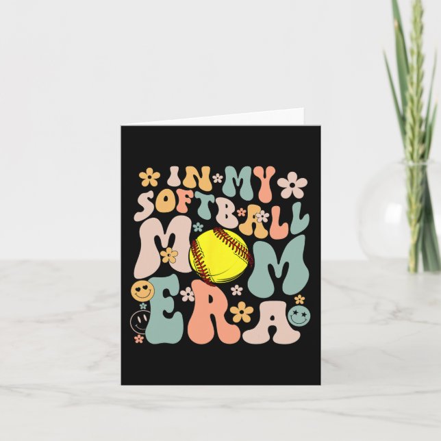 My Softball Mom Era Mom Groovy Life Game Day Vibes Card (Front)