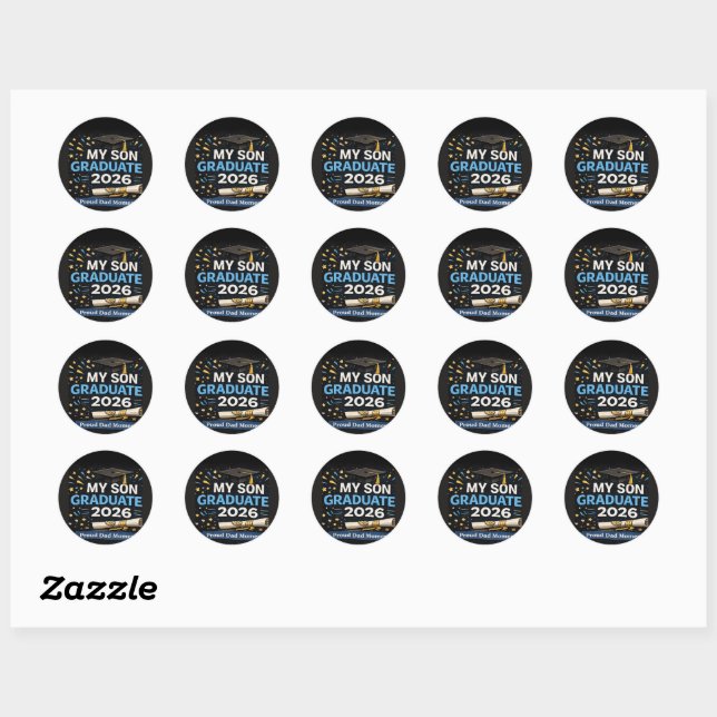 My Son Graduated 2026 Classic Round Sticker (Sheet)