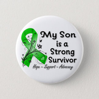 My Son is a Strong Survivor Green Ribbon Button