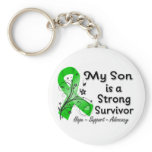 My Son is a Strong Survivor Green Ribbon Keychain