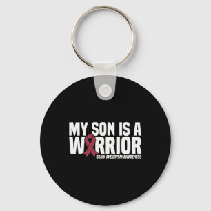 My Son is a Warrior Brain Aneurysm Awareness Keychain
