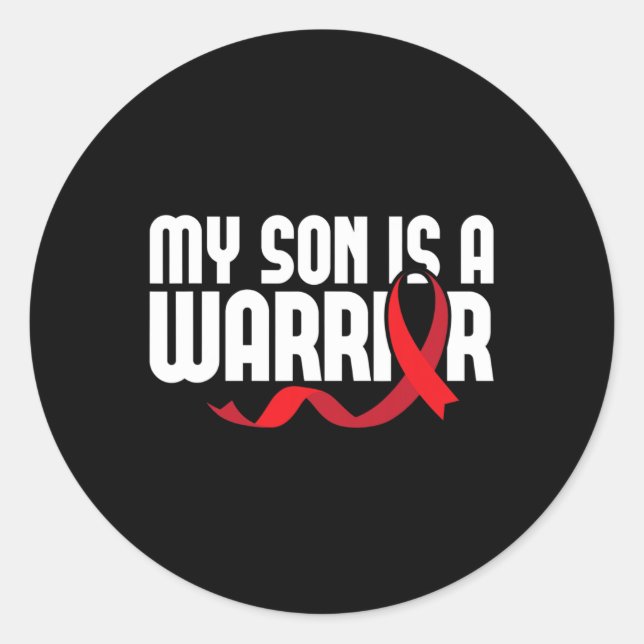 My Son Is A Warrior Sickle Cell Anemia Awareness R Classic Round Sticker (Front)