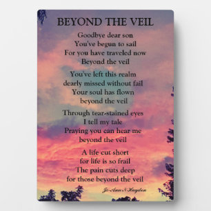 MY SON IS BEYOND THE VEIL POEM PLAQUE