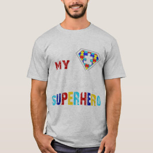 My Son Is My Favorite Superhero Autism Gift 8 9 10 T-Shirt
