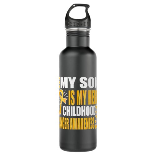 My Son Is My Hero Childhood Cancer Awareness Shirt Stainless Steel Water Bottle