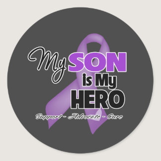 My Son is My Hero - Purple Ribbon Classic Round Sticker