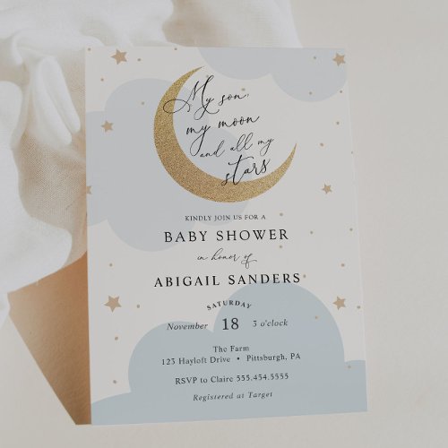 My Son My Moon and All My Stars Baby Shower Invitation
