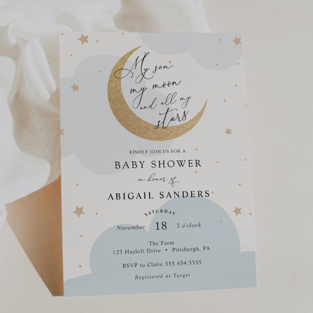 My Son, My Moon and All My Stars Baby Shower Invitation (Creator Uploaded)