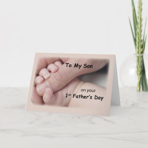 My Son on First Fathers Day Baby Hand in Hand Card