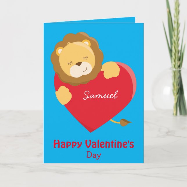 My Son on Valentine's Day lovely lion Card (Front)