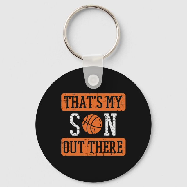 My Son Out There Bysketbyll Proud Byller Mom Dad M Keychain (Front)