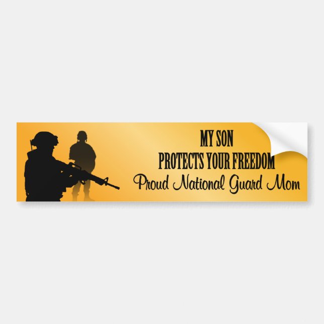 My Son Protects Your Freedom (National Guard Mom) Bumper Sticker (Front)
