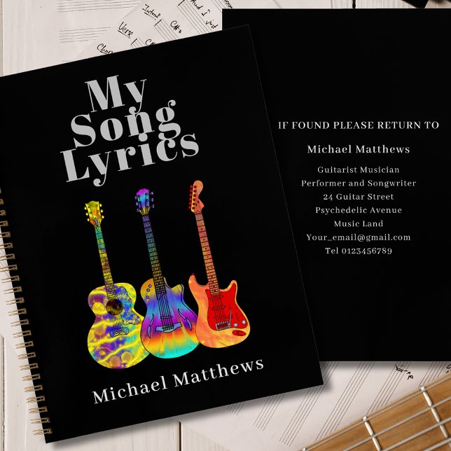 My Song Lyrics Guitar Musician Custom Notebook (My song lyrics guitar musician custom notebook for Songwriting notes )