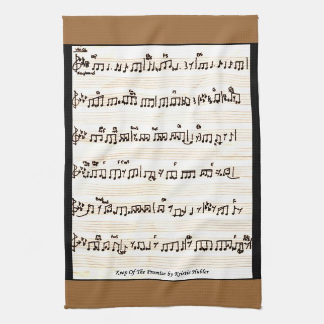 My Song's Sheet Music on kitchen towel (Vertical)