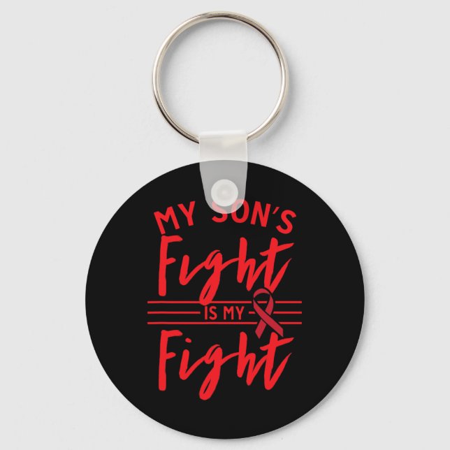 My Son's Fight Is My Fight Blood Cancer Awareness  Keychain (Front)