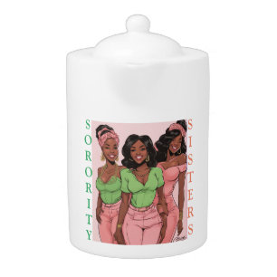 MY SORORITY SISTERS-PINK AND GREEN MUGS TEAPOTS