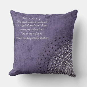 My Soul Waits Psalm Purple Doily Pillow