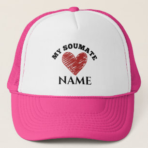 My Soulmate Heart - Customizable Hot Pink & White Trucker Hat