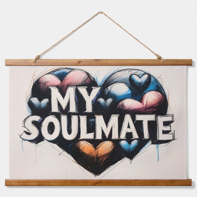My Soulmate In Heart Hanging Tapestry (Front)