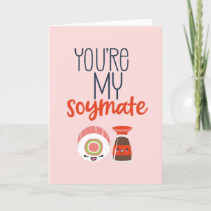 My Soymate Japanese Food Pun Funny Valentine's Day Holiday Card