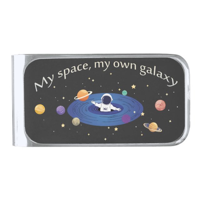 My Space, My Own Galaxy Silver Finish Money Clip (Front)