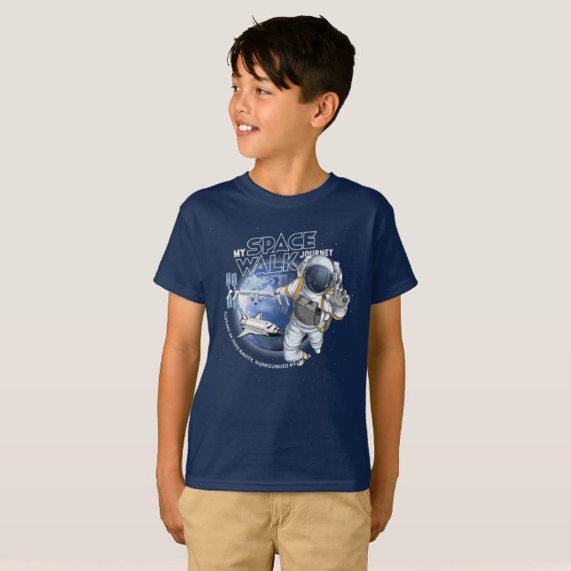 My spacewalk Journey (Dark mode) | Kids T-Shirt (Front Full)