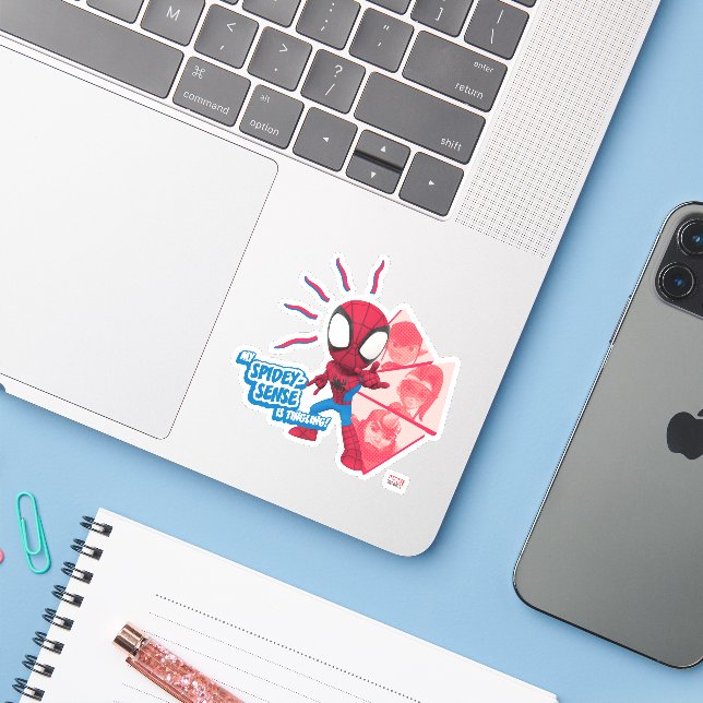 My Spidey-Sense is Tingling! Sticker (Laptop w/ iPhone)