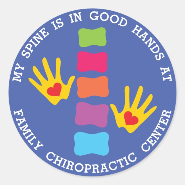 My Spine Is In Good Hands Custom Kids Chiropractic Classic Round Sticker (Front)