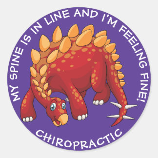 My Spine Is In Line Dinosaur Chiropractic Stickers