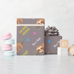 My Spirit Animal Cute Sleeping Sloth Wrapping Paper