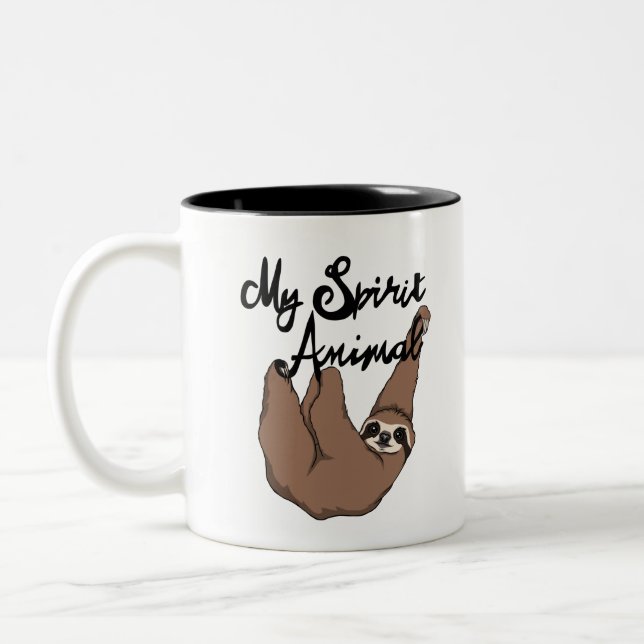 My Spirit Animal Cute Sloth Two-Tone Coffee Mug (Left)