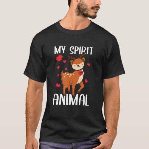 My Spirit Animal Deer I Love You Heart Valentines  T_Shirt