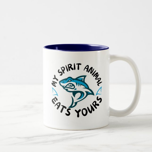 my spirit animal eats yours shark sharks mug (Right)