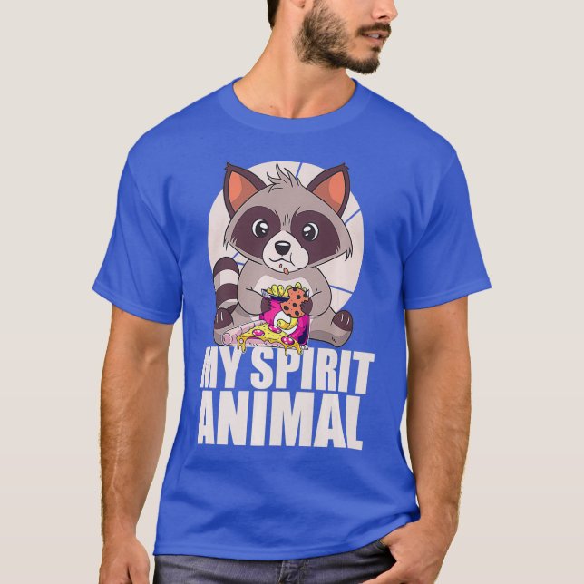 MY SPIRIT ANIMAL Funny Raccoon Meme Eating Junk T-Shirt (Front)