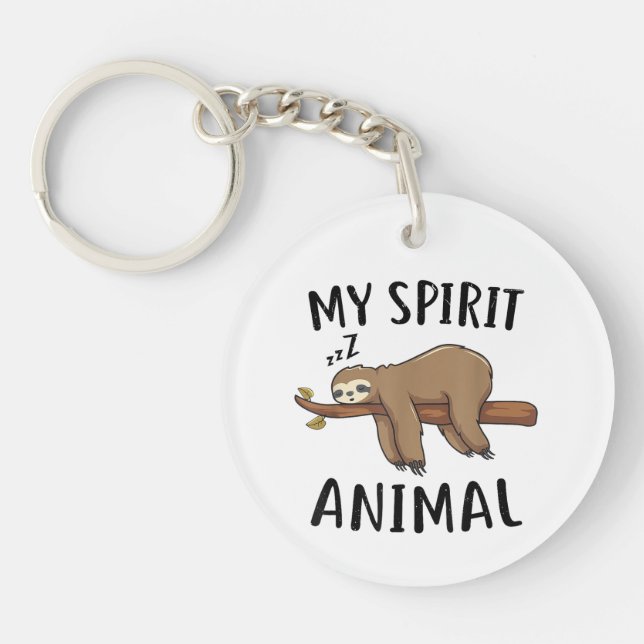 My Spirit Animal Funny Sloth Gift Keychain (Front)