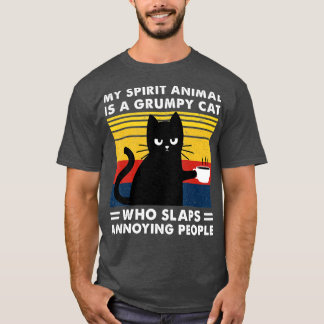 My Spirit Animal Is A Grumpy Black Cat funny Cats T-Shirt